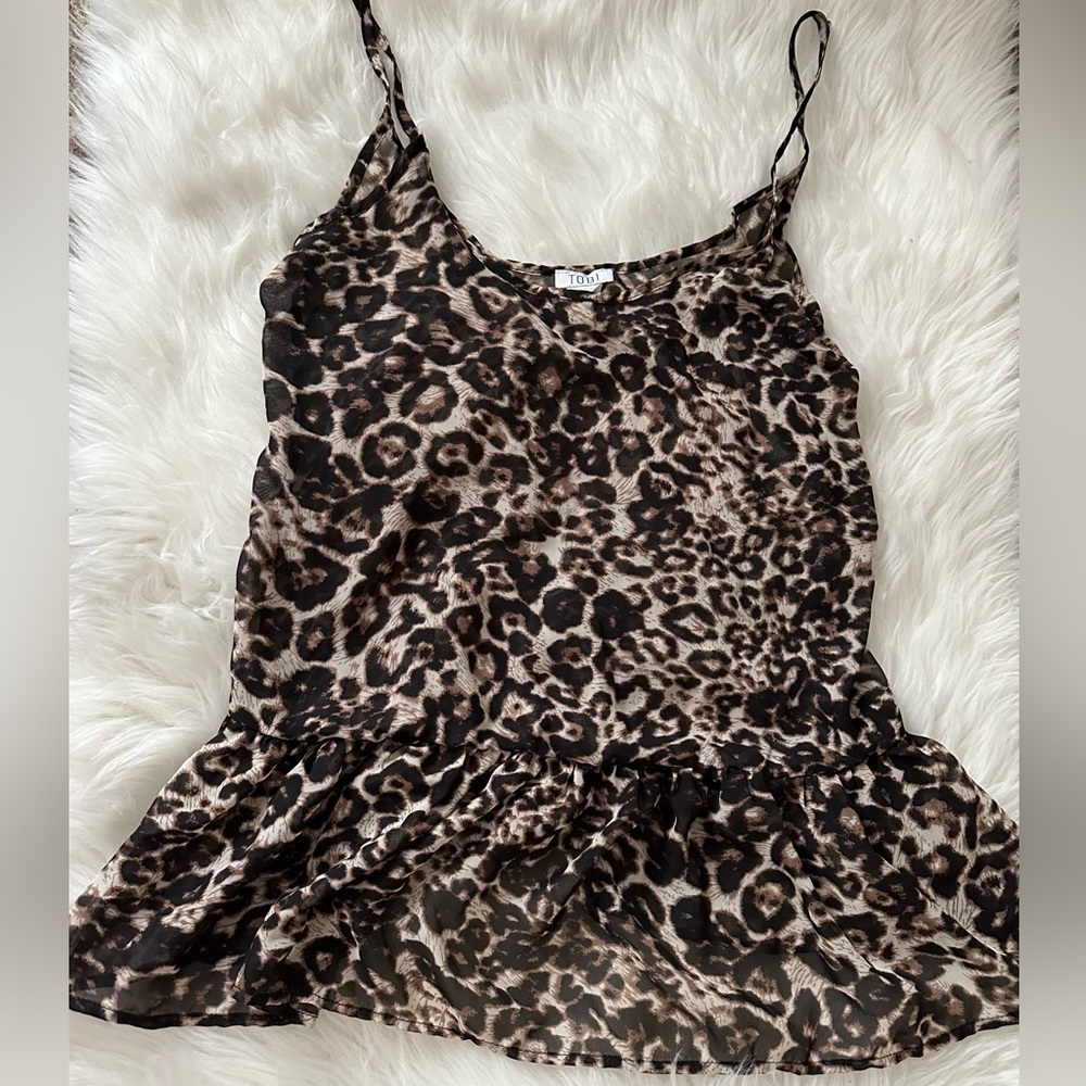 TOBI Leopard Print  Peplum Top Size Medium